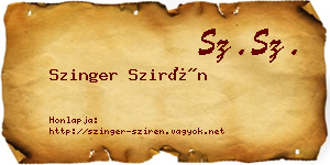 Szinger Szirén névjegykártya